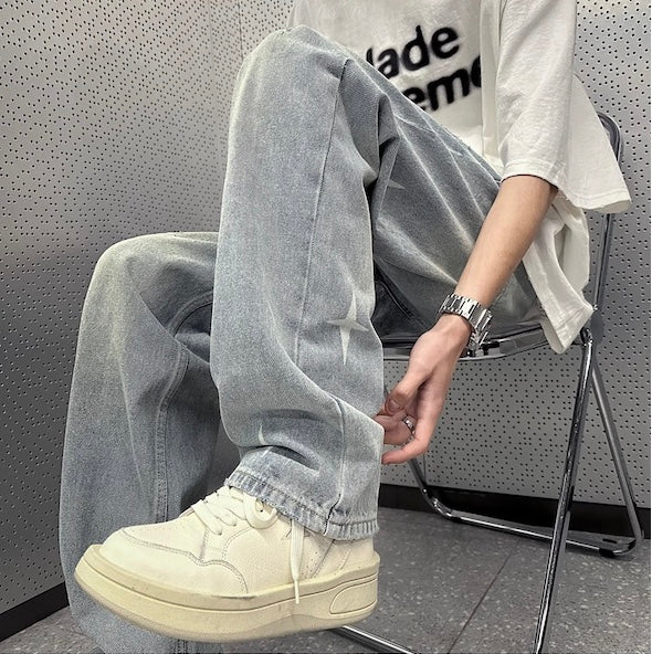 Washed Light Blue  - Denim Jeans -  Straight Leg Pants