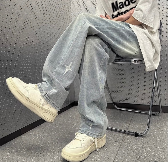 Washed Light Blue  - Denim Jeans -  Straight Leg Pants