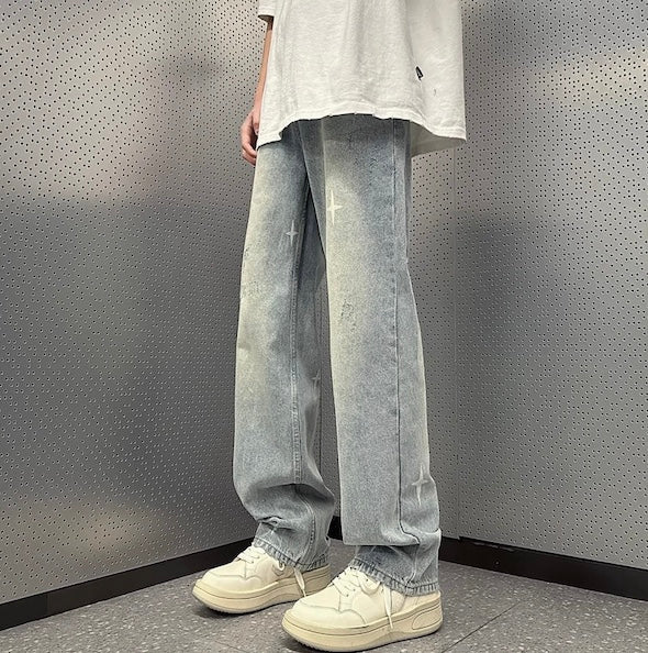 Washed Light Blue  - Denim Jeans -  Straight Leg Pants