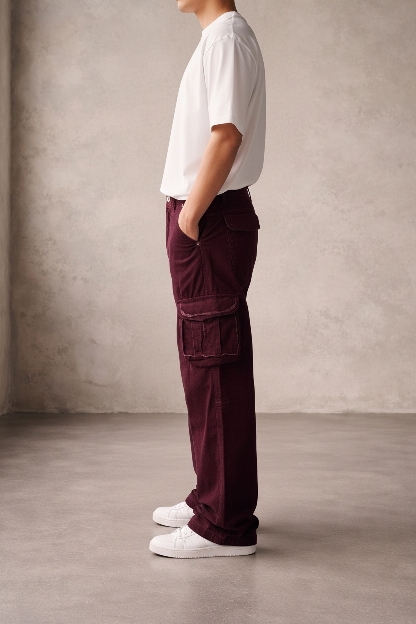 Wrinkled Scraped Cargo Pants