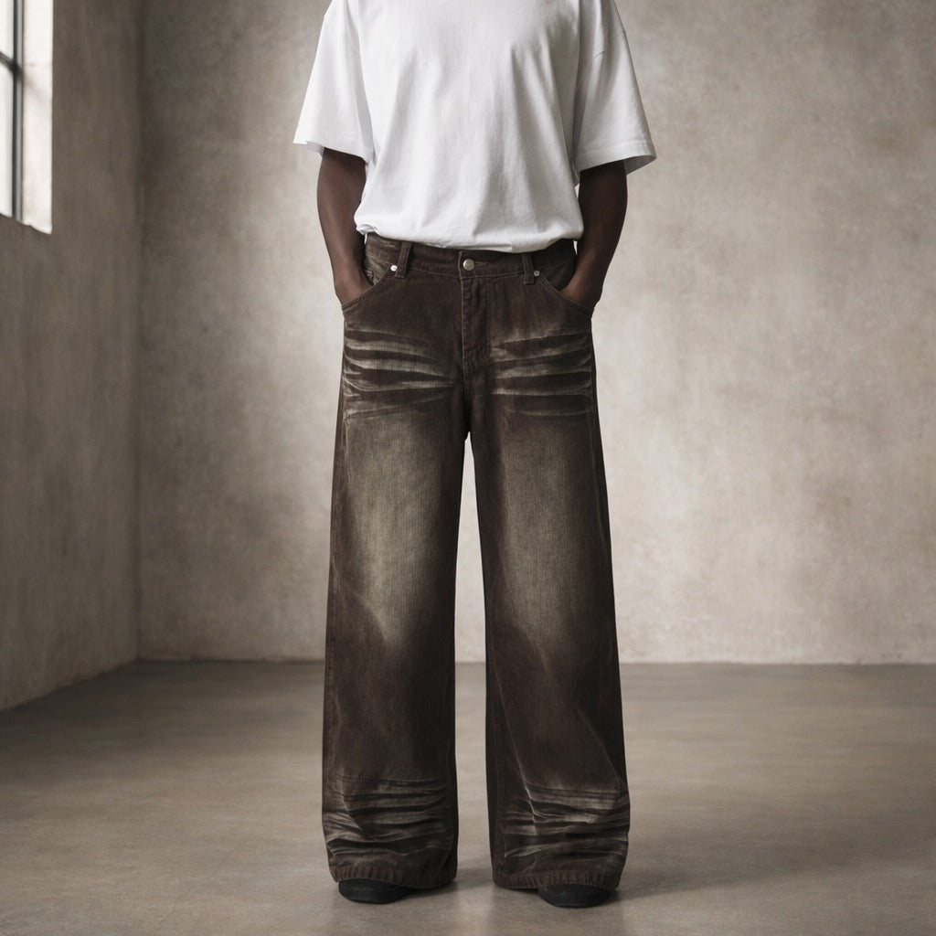 Grinding Distressed Corduroy Jean