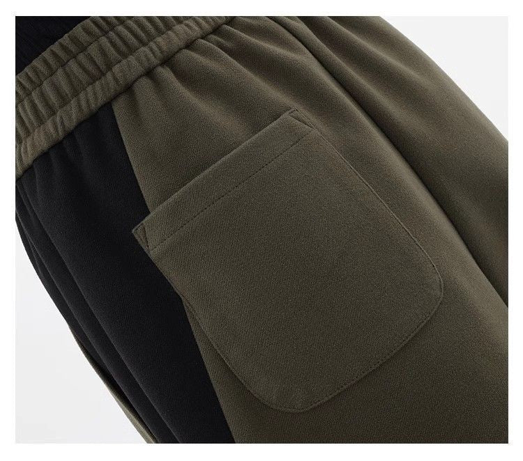 Fleece-Lined Color-Block Street Pants – Straight Leg Relaxed Fit