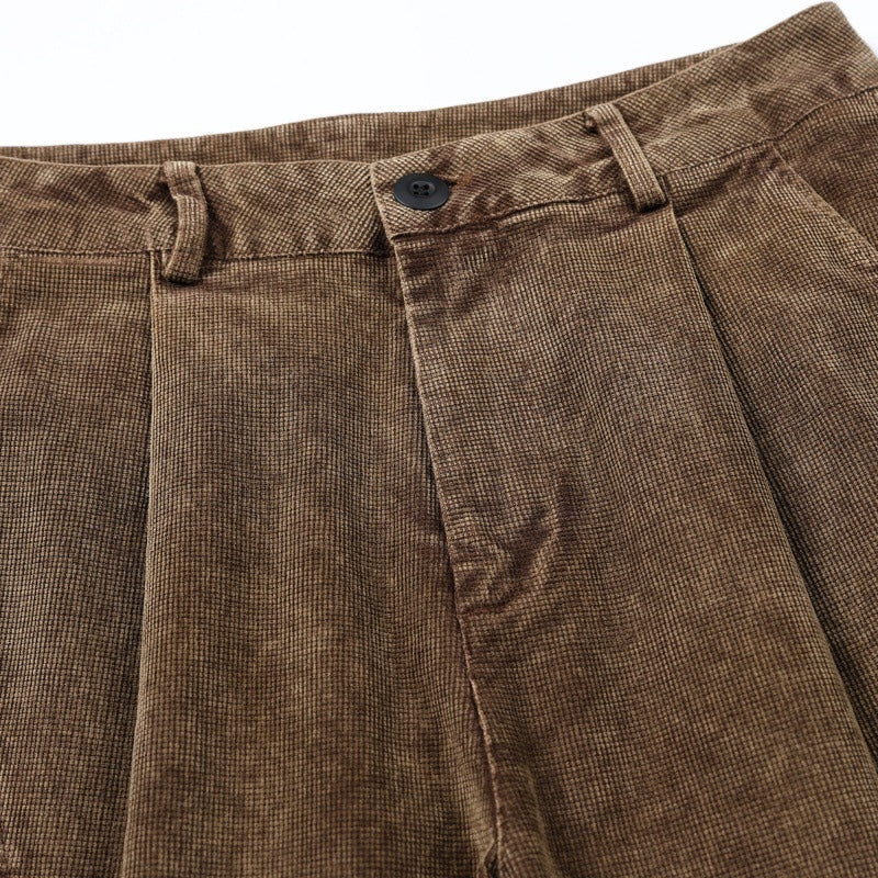 Elaxed Straight-Leg Washed Corduroy Pants – Casual Wide Fit