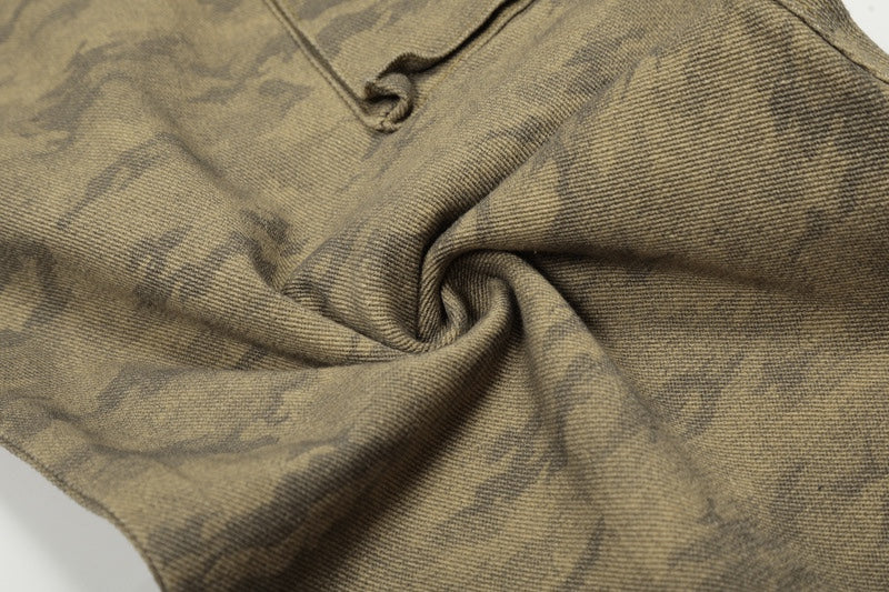 Distressed Camouflage Cargo Pants – Loose Wide-Leg Streetwear