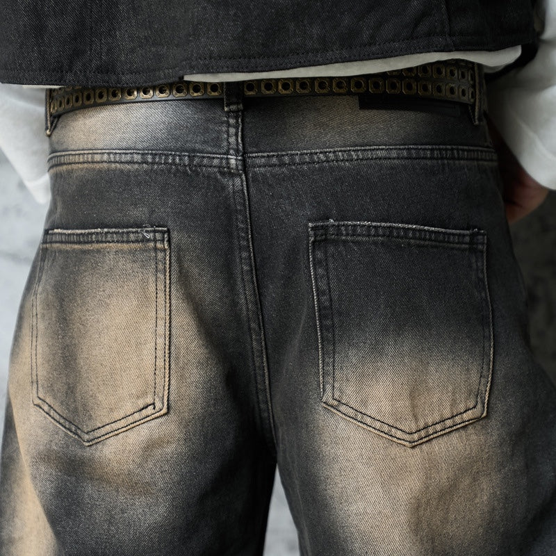 Vintage Washed Distressed Denim Pants – Loose Slim Streetwear Fit
