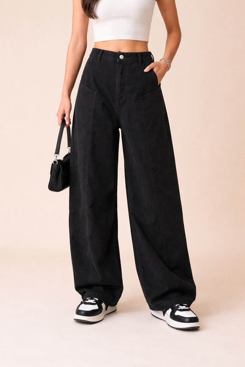 Deconstructed Patchwork - Knife-Edge Cargo Casual Pants